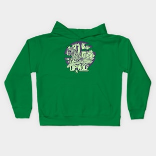 Top Wolf - Halloween Vibes Green Kids Hoodie